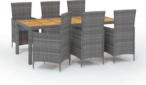 Polyrattan Kültéri Étkezőgarnitúra - 7 részes - Szürke