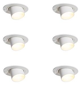 6 darabos süllyesztett spotlámpa szett fehér GU10 35mm kerek dönthető - Installa