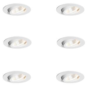 6 darabos fehér süllyesztett spotlámpa készlet 6,8 cm LED-del 750 lm szabályozható IP23 - Gaius