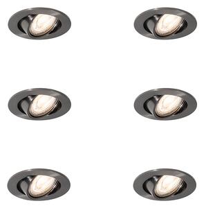 Modern fegyverszürke beépíthető spotlámpa szett, 6 db, GU10, 50mm, kerek, dönthető - Cisco