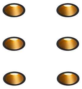 6 db-os modern beépíthető spotlámpa szett fekete arannyal GU10 35mm IP44 - Dept
