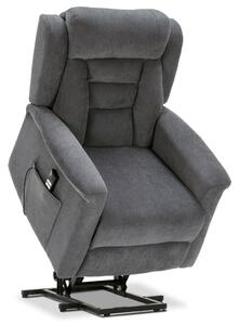 Relax és TV Fotel elektromos vezérléssel, felállást segítő funkció, szürke szövet kárpit, 2 motor