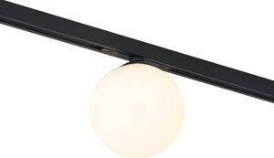 Modern mennyezeti lámpa fekete, fehér üveggel, 1 fázisú sínrendszerhez - Slimline Eira