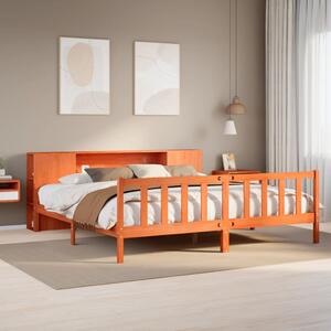 Viaszbarna tömör fa könyvespolcos ágy matrac nélkül 180 x 200cm
