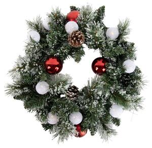 Karácsonyi koszorú piros-fehér 45 cm LED-del és időzítővel - Jack