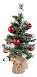 Fehér karácsonyfa pirossal 60 cm LED-del és időzítővel - Jack