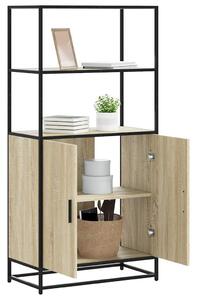 Highboard sonoma tölgy 68x35x139 cm gépelt fa és fém