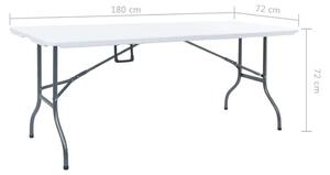 Fehér hdpe összecsukható kerti asztal 180 x 72 x 72 cm