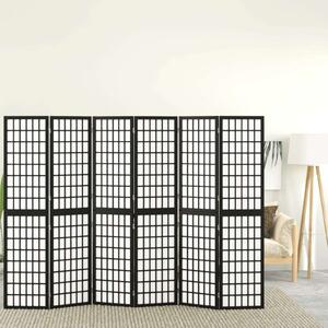 Japán Stílusú Paraván - 6 Panel - Fekete - 240x170 cm