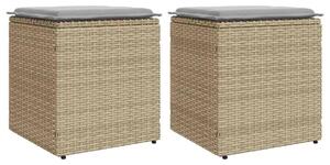 2 db bézs polyrattan kerti szék párnával 40x40x43 cm