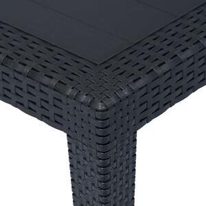 Antracit rattan hatású műanyag kerti asztal 150 x 90 x 72 cm