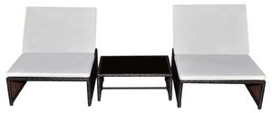 VidaXL Napozóágy Szett - 2 db, Barna Polyrattan