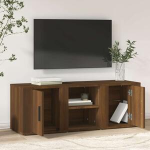 Barna tölgyszínű szerelt fa tv-szekrény 100x31,5x35 cm