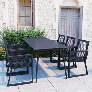 VidaXL 7 részes fekete PVC rattan kültéri étkezőgarnitúra