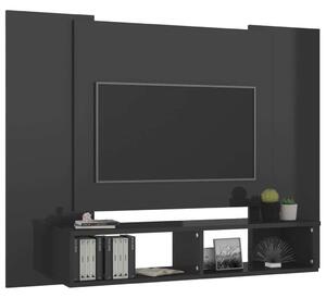 Magasfényű szürke fali forgácslap tv-szekrény 120x23,5x90 cm