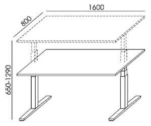 Állítható magasságú íróasztal, 160x80 cm, MAYAH Freedom SV-303, juhar (IBXMA02J)
