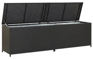 Fekete polyrattan kerti tárolóláda 200 x 50 x 60 cm