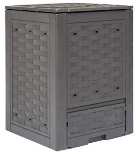 Barna műanyag rattan kerti komposztáló 60 x 60 x 83 cm 300 L