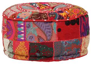 VidaXL kézzel készült kerek piros pamut patchwork puff 40 x 20 cm