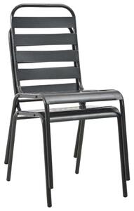 2 db szürke rakásolható acél kültéri szék