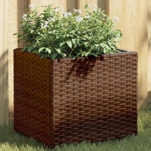 Barna polyrattan kerti ültetőláda 36x30x32 cm
