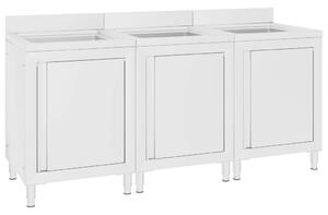 VidaXL Három Rekeszes Mosogató - Rozsdamentes Acél - 180x60cm
