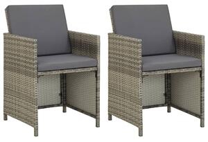 VidaXL 2 db szürke polyrattan kerti szék párnával