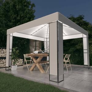 VidaXL fehér dupla tetős pavilon LED fényfüzérrel 3 x 3 m