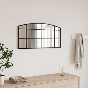 Fekete ívelt vas fali tükör 80 x 40 cm