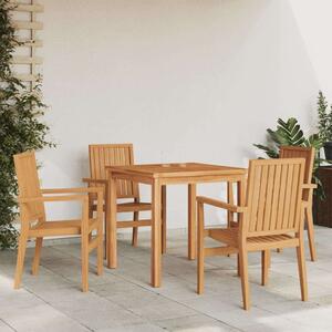 VidaXL 4 db tömör tíkfa rakásolható kerti szék 56,5 x 57,5 x 91 cm