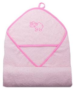 Vaganza hímzett fürdőlepedő, fürdetőkesztyűvel 80*80 cm - rózsaszín bari