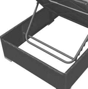 VidaXL 3-részes fekete polyrattan kerti bútorszett párnákkal