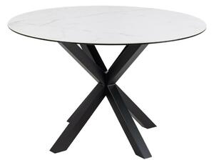 Asztal Oakland 1008, Fekete, Fehér márvány, 75.5cm, Üveg, Kerámia, Fém