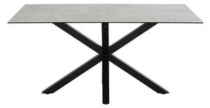 Asztal Oakland 582, Szürke, Fekete, 75.5x90x160cm, Edzett üveg, Kerámia, Fém