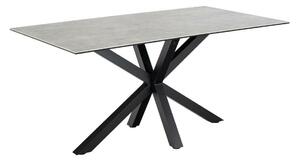 Asztal Oakland 582, Fekete, Szürke, 75.5x90x160cm, Kerámia, Edzett üveg, Fém