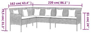 VidaXL L-alakú szürke polyrattan kerti kanapé párnával