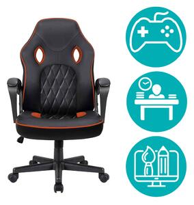 Gamer szék több színben - basic - steppelt háttámla, narancs szegély