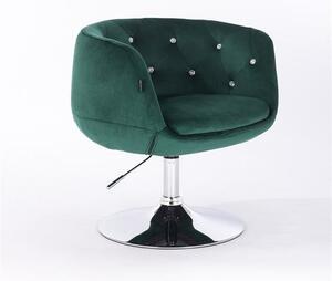 HR333N Sötétzöld velur modern szék krómozott lábbal