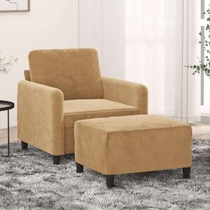 VidaXL barna bársony kanapéfotel lábtartóval 60 cm