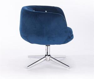 HR333CROSS Tengerkék velur modern szék krómozott lábbal