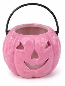 HALLOWEEN kerámia mini tök lámpás 7 cm , rózsaszín