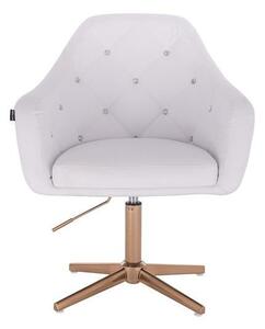 HC830CROSS Fehér modern műbőr szék arany lábbal