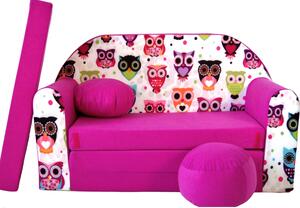 Rózsaszín gyermek kanapé 98 x 170 cm Baglyok