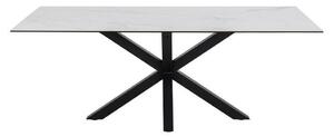 Asztal Oakland 505, Fekete, Fehér, 75.5x100x200cm, Kerámia, Edzett üveg, Fém