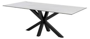 Asztal Oakland 505, Fehér, Fekete, 75.5x100x200cm, Edzett üveg, Kerámia, Fém