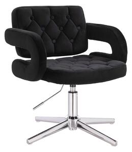 HR8403CROSS Fekete modern velúr szék krómozott lábbal
