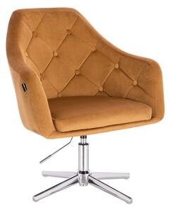 HR831CROSS Mézbarna modern velúr szék krómozott lábbal