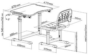 KLOE növekvő íróasztal és szék Szín: Szürke