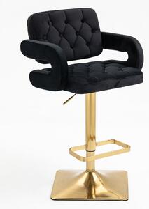 HR8403KW Fekete modern velúr szék arany lábbal