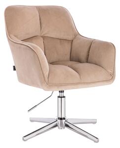 HR550CROSS Latte modern velúr szék krómozott lábbal